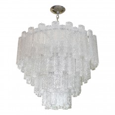 Multitiered textured glass chandelier